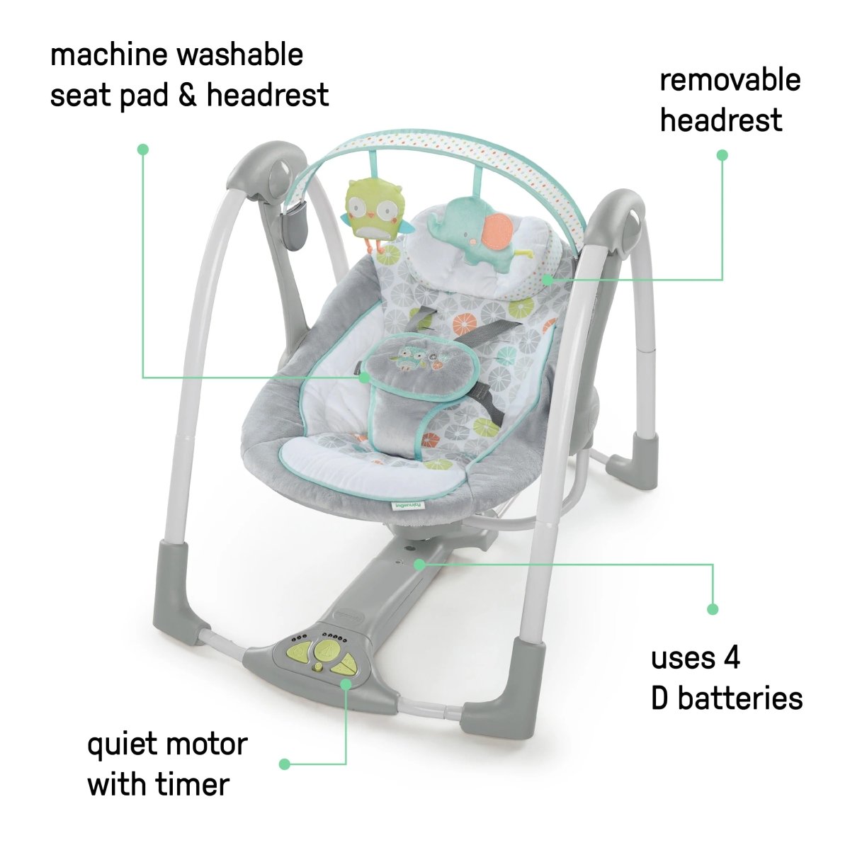 INGENUITY™ SWING 'N GO PORTABLE SWING - HUGS & HOOTS - Premium for Kids in Qatar | Toysaro.com