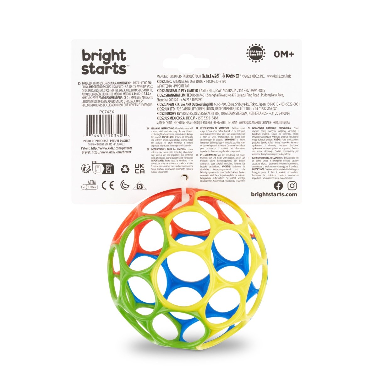 BRIGHT STARTS™ OBALL CLASSIC EASY - GRASP TOY - RED/BLUE/GREEN/YELLOW - Premium for Kids in Qatar | Toysaro.com
