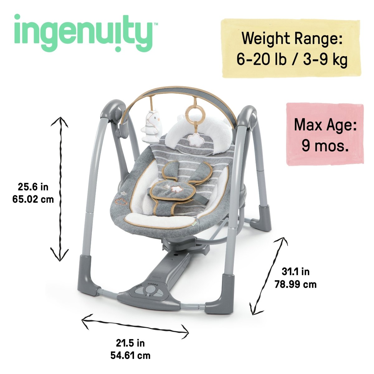 INGENUITY™ SNG PORTABLE SWING BOUT:BELLA TEDDY - Premium for Kids in Qatar | Toysaro.com