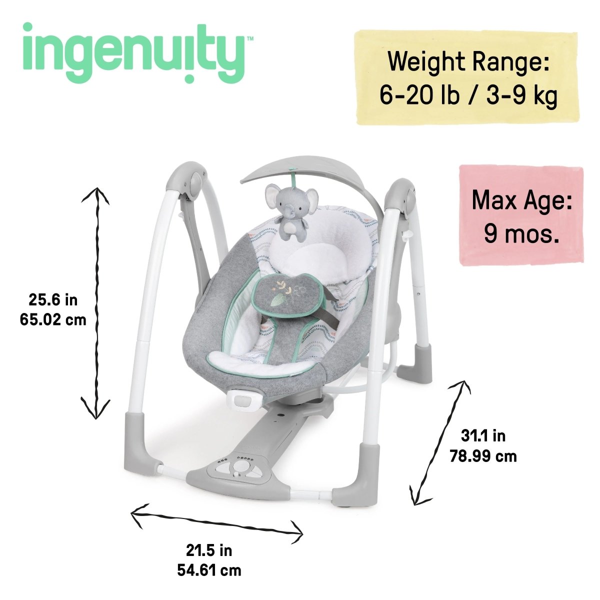 INGENUITY™POWERADAPT CONVERTME SWING - 2 - SEAT - SWELL - Premium for Kids in Qatar | Toysaro.com