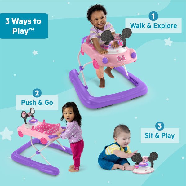 BRIGHT STARTS™ MINNIE MOUSE GO, GO BOWS 3 - IN - 1 CAR WALKER - Premium for Kids in Qatar | Toysaro.com