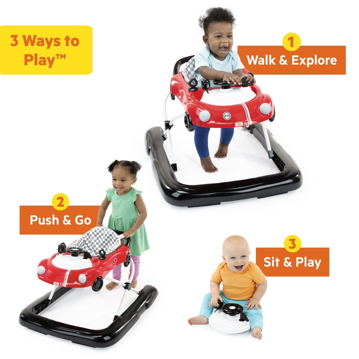 BRIGHT STARTS™ LITTLE SPEEDSTER 3 - IN - 1 CAR WALKER – RED RACER - Premium for Kids in Qatar | Toysaro.com