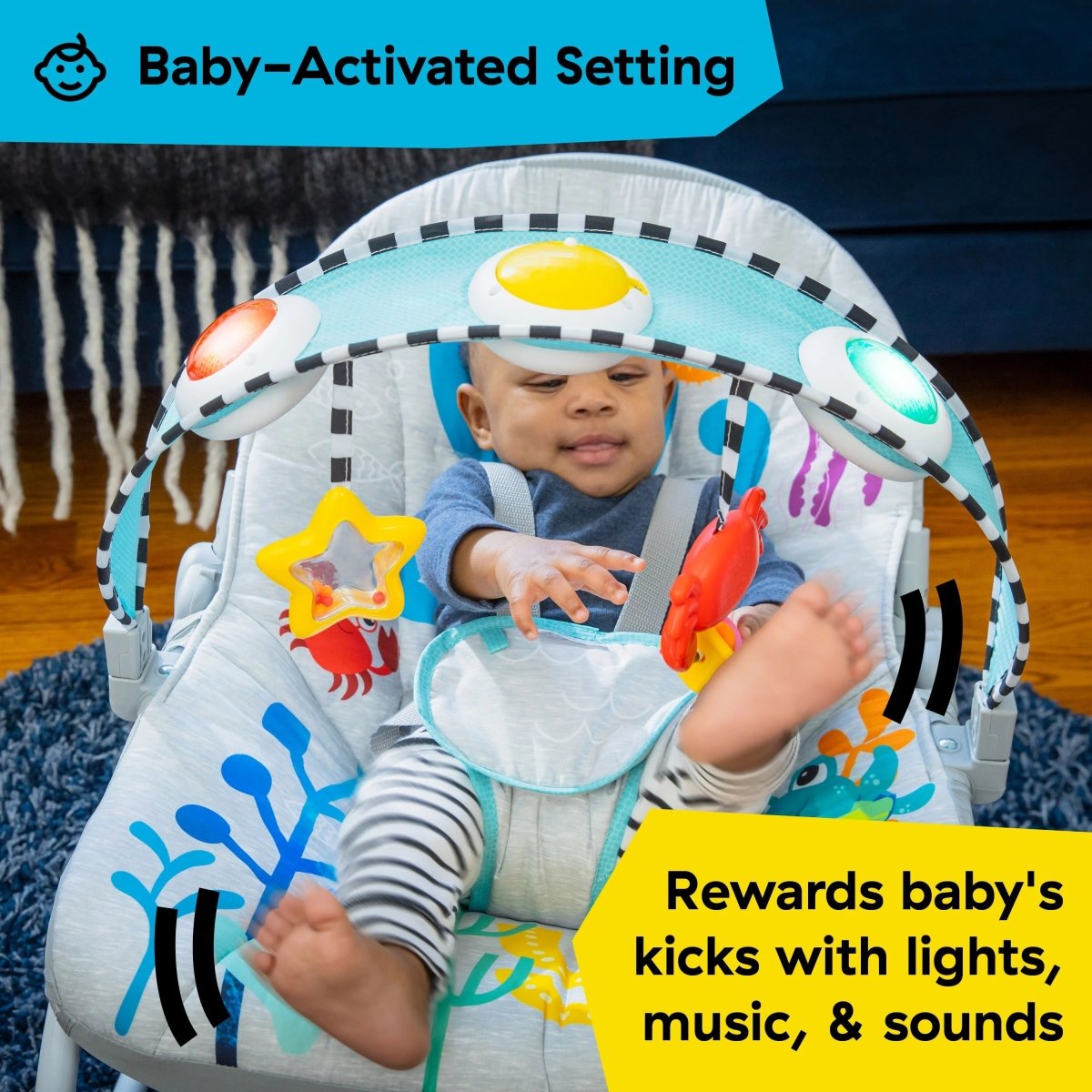BABY EINSTEIN™KICK TO IT OPUS MUSICAL INFANT TO TODDLER ROCKER - Premium for Kids in Qatar | Toysaro.com