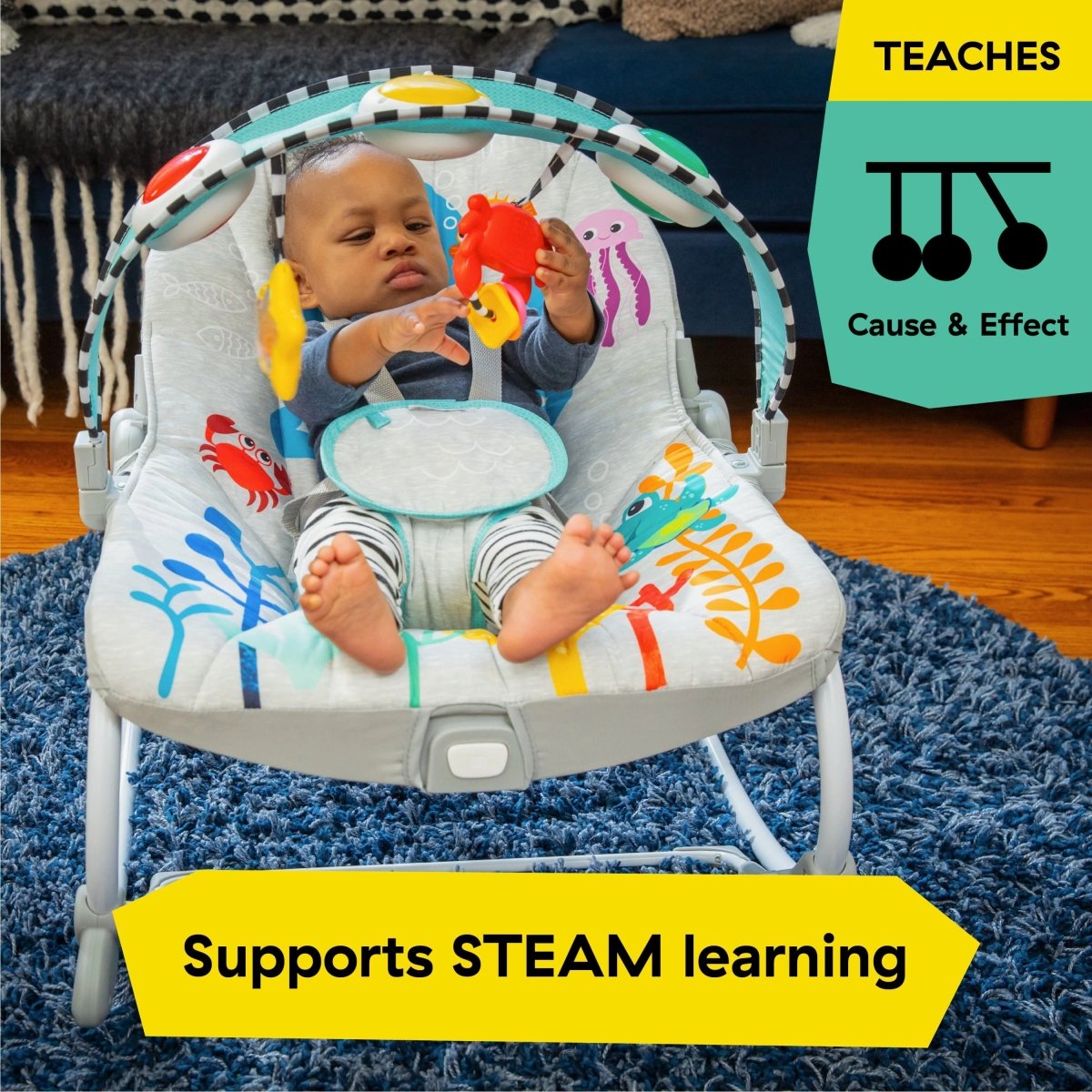 BABY EINSTEIN™KICK TO IT OPUS MUSICAL INFANT TO TODDLER ROCKER - Premium for Kids in Qatar | Toysaro.com