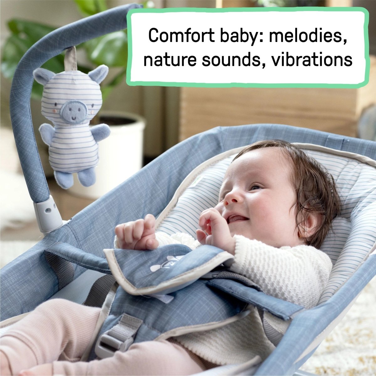 INGENUITY™ HAPPY BELLY ROCK - TO - BOUNCE MASSAGE SEAT - CHAMBRAY - Premium for Kids in Qatar | Toysaro.com