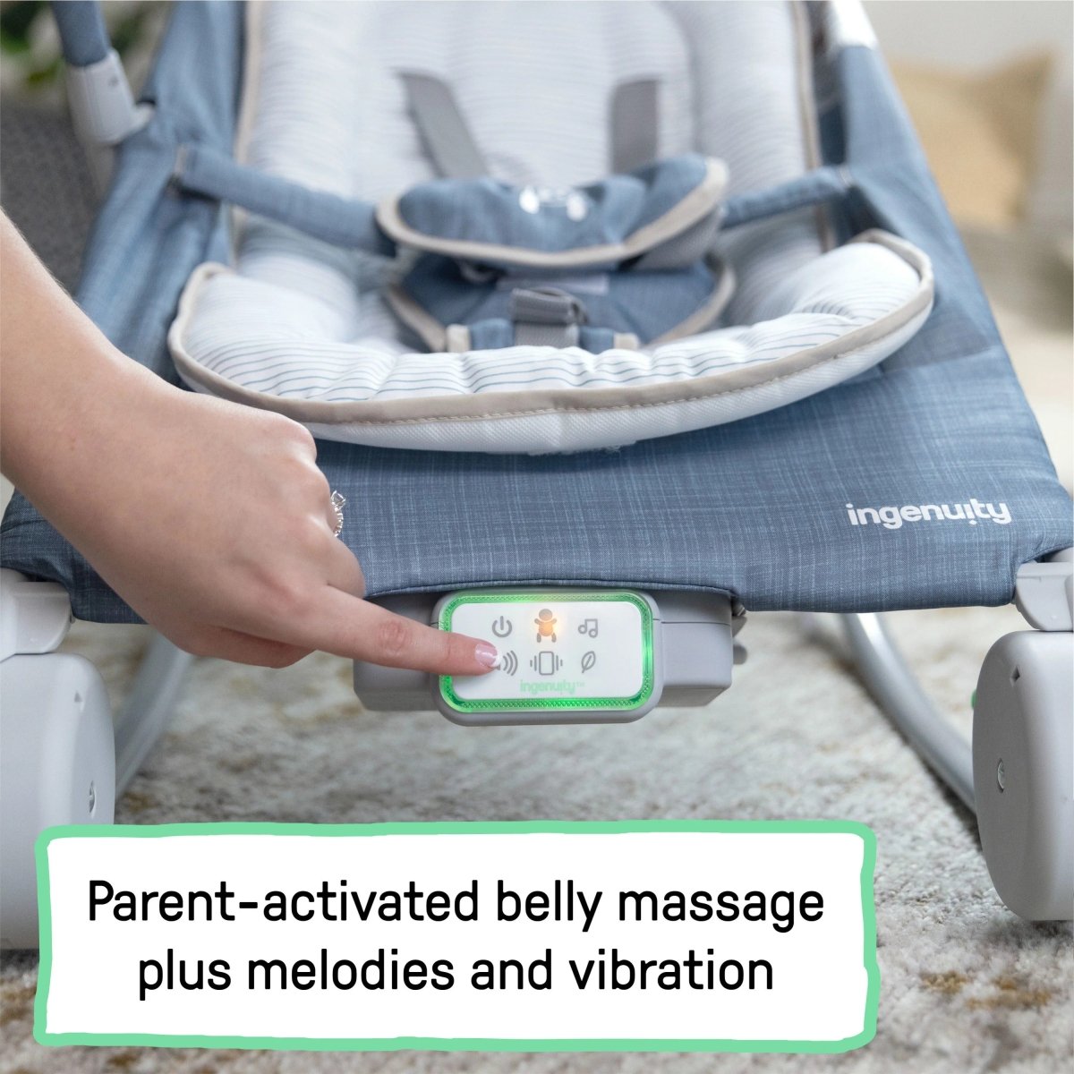 INGENUITY™ HAPPY BELLY ROCK - TO - BOUNCE MASSAGE SEAT - CHAMBRAY - Premium for Kids in Qatar | Toysaro.com