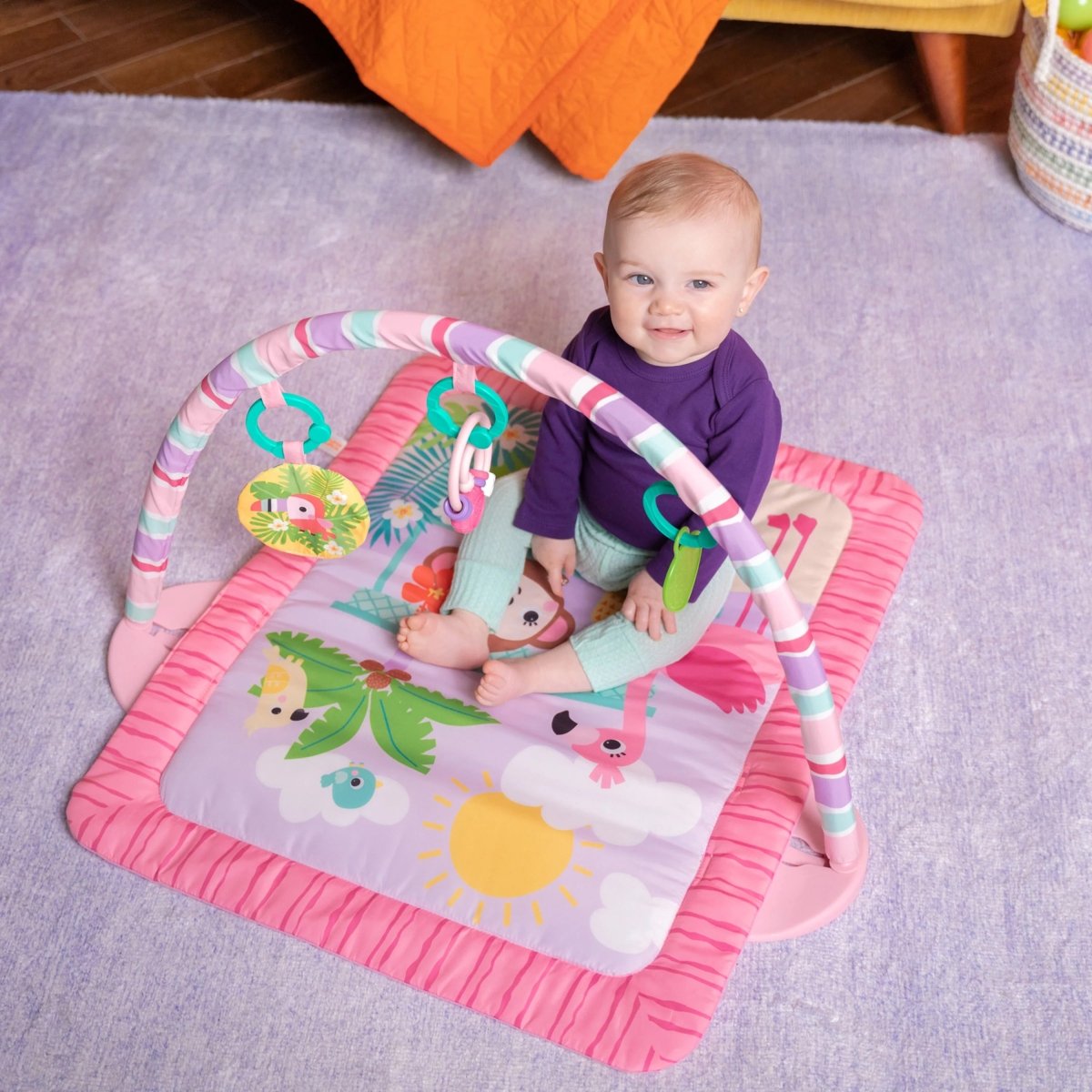 BRIGHT STARTS™PINK PALMS TIKI TOY BAR ACTIVITY GYM - Premium for Kids in Qatar | Toysaro.com