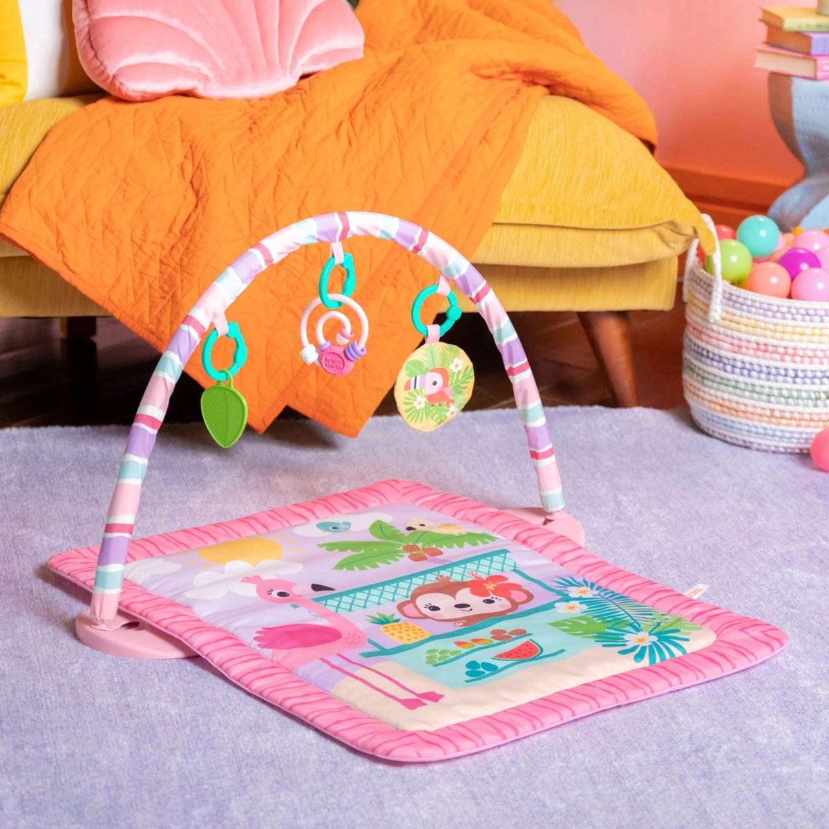 BRIGHT STARTS™PINK PALMS TIKI TOY BAR ACTIVITY GYM - Premium for Kids in Qatar | Toysaro.com