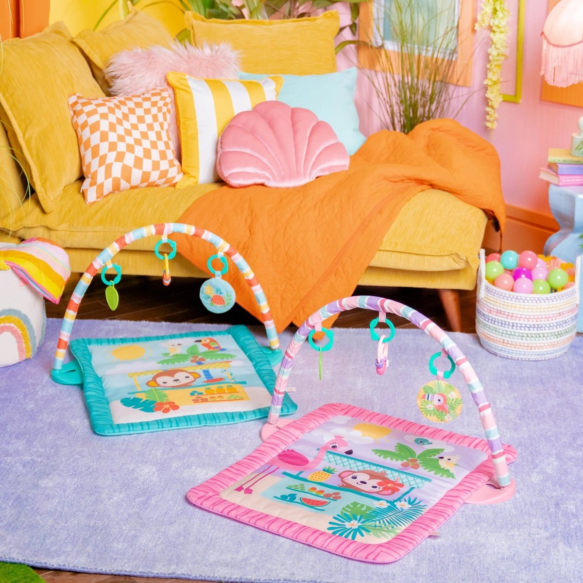 BRIGHT STARTS™PINK PALMS TIKI TOY BAR ACTIVITY GYM - Premium for Kids in Qatar | Toysaro.com
