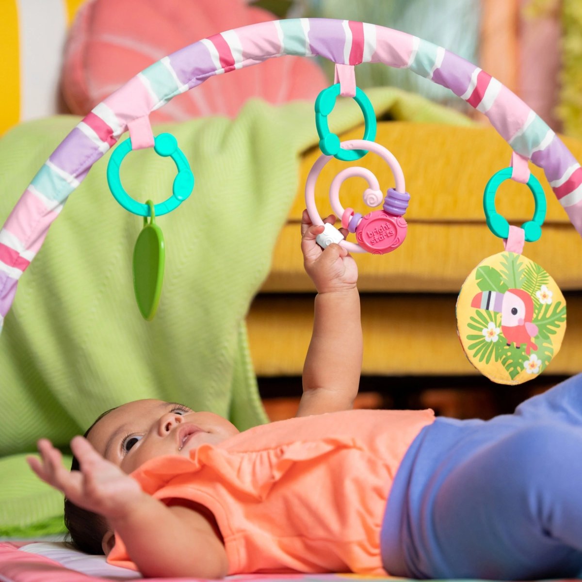 BRIGHT STARTS™PINK PALMS TIKI TOY BAR ACTIVITY GYM - Premium for Kids in Qatar | Toysaro.com