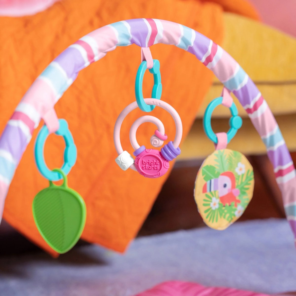 BRIGHT STARTS™PINK PALMS TIKI TOY BAR ACTIVITY GYM - Premium for Kids in Qatar | Toysaro.com