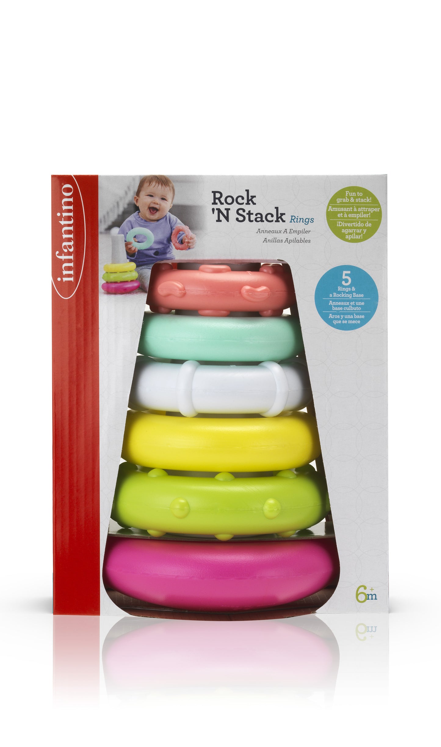 INFANTINO ROCK N RINGS/TOYS FOR BABY SUITABLE FROM 6 MONTHS AND ABOVE - PINK-
