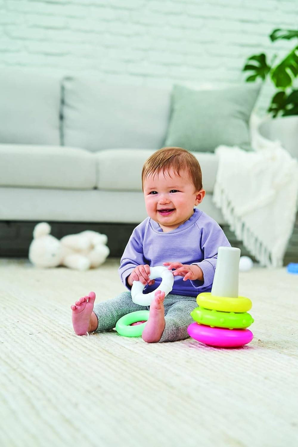 INFANTINO ROCK N RINGS/TOYS FOR BABY SUITABLE FROM 6 MONTHS AND ABOVE - PINK-