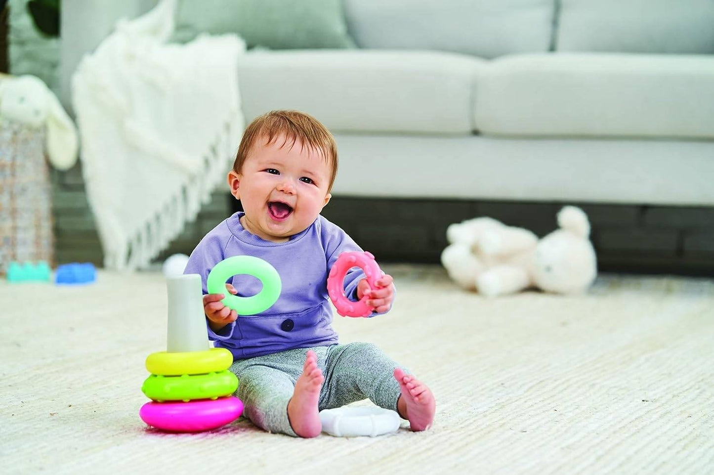 INFANTINO ROCK N RINGS/TOYS FOR BABY SUITABLE FROM 6 MONTHS AND ABOVE - PINK-