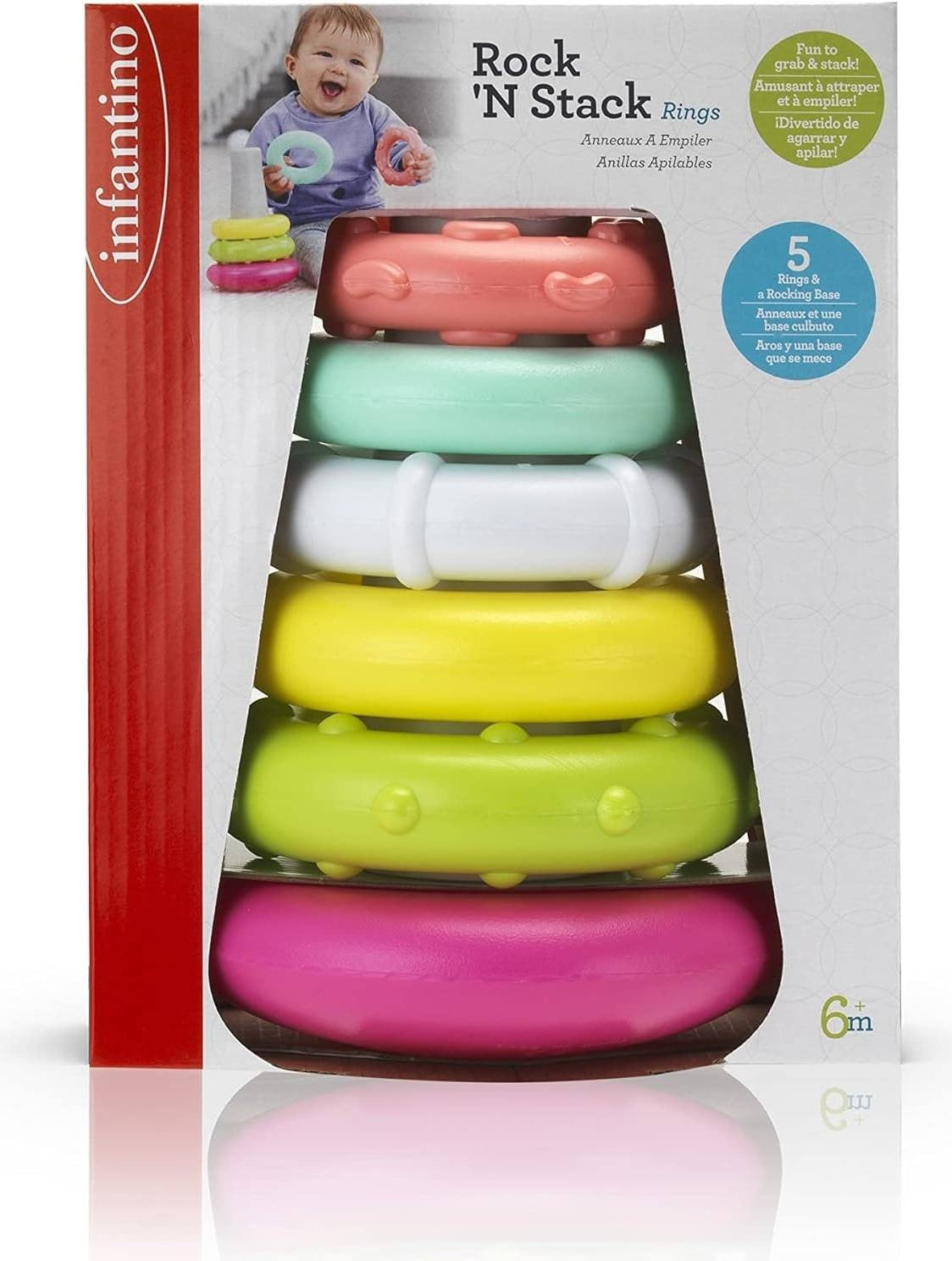 INFANTINO ROCK N RINGS/TOYS FOR BABY SUITABLE FROM 6 MONTHS AND ABOVE - PINK-