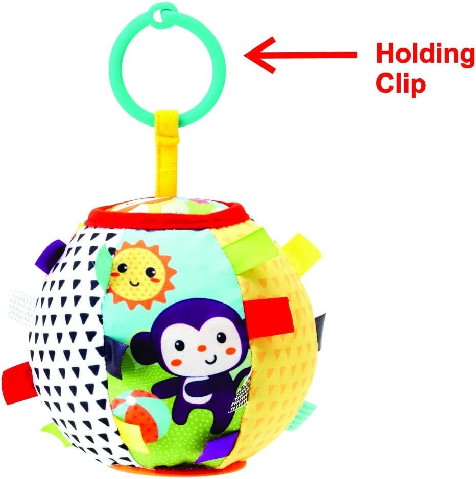 INFANTINO SENSORY RIBBON & CHIME BALL TOY FOR BABY FROM 0 MONTHS AND ABOVE-MULTICOLOR