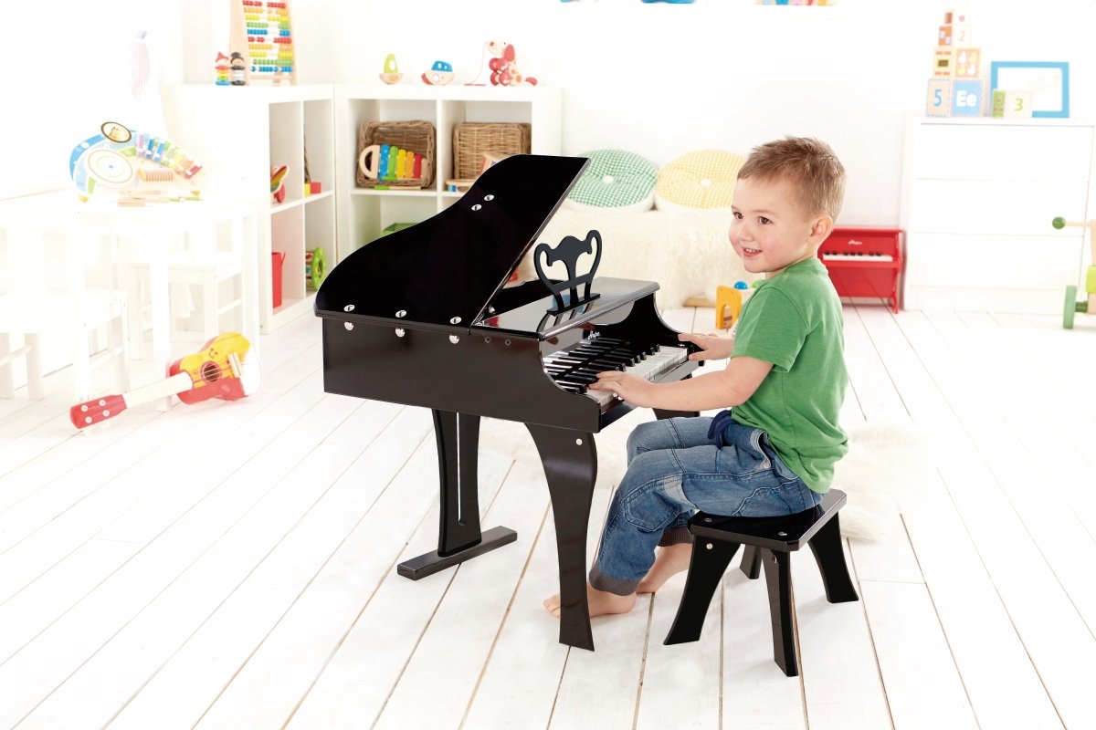 Hape 30 - key Happy Wooden Grand Musical Piano Black - Premium for Kids in Qatar | Toysaro.com
