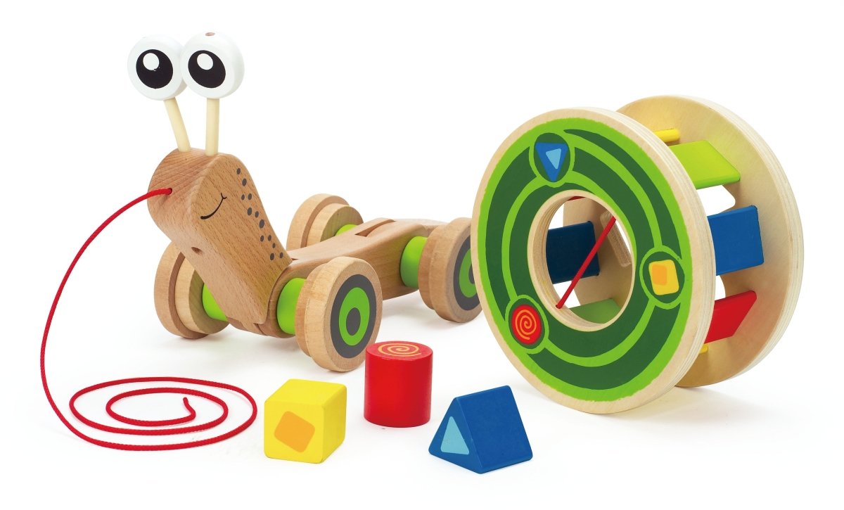 Hape Walk - A - Long Snail Wooden Push and Pull Toy - Premium for Kids in Qatar | Toysaro.com