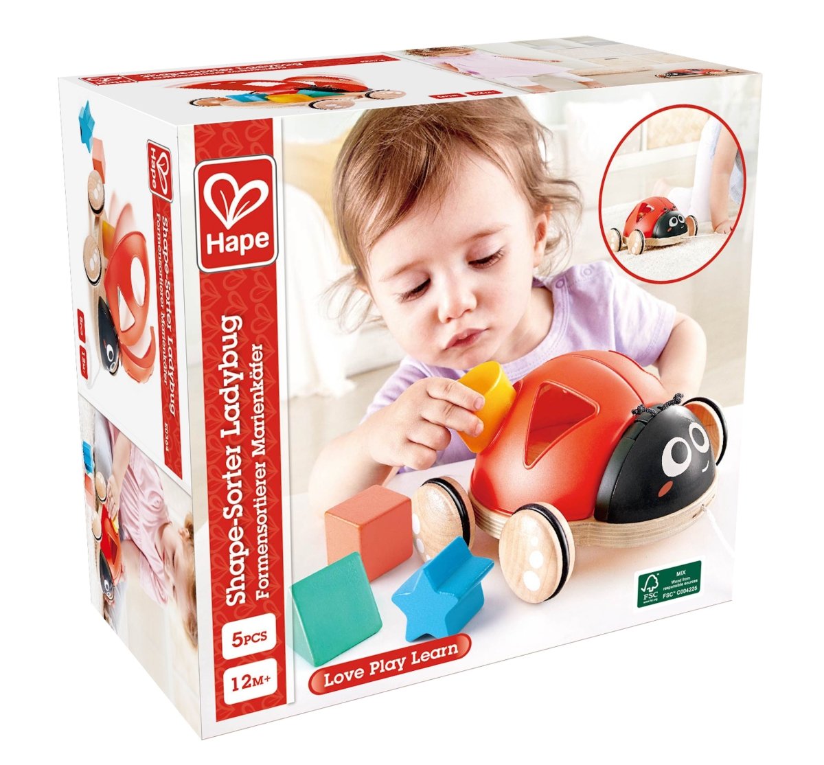 Hape Wooden Ladybug - Themed Push and Pull - Along Toy - Premium for Kids in Qatar | Toysaro.com