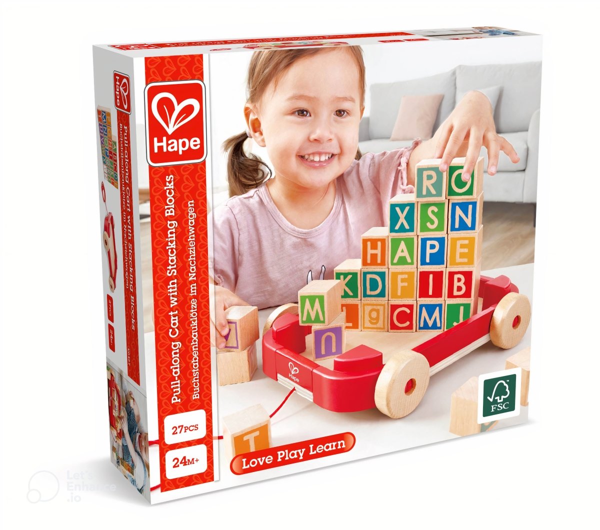 Hape Wooden Pull - Along Cart With Stacking Blocks - Premium for Kids in Qatar | Toysaro.com