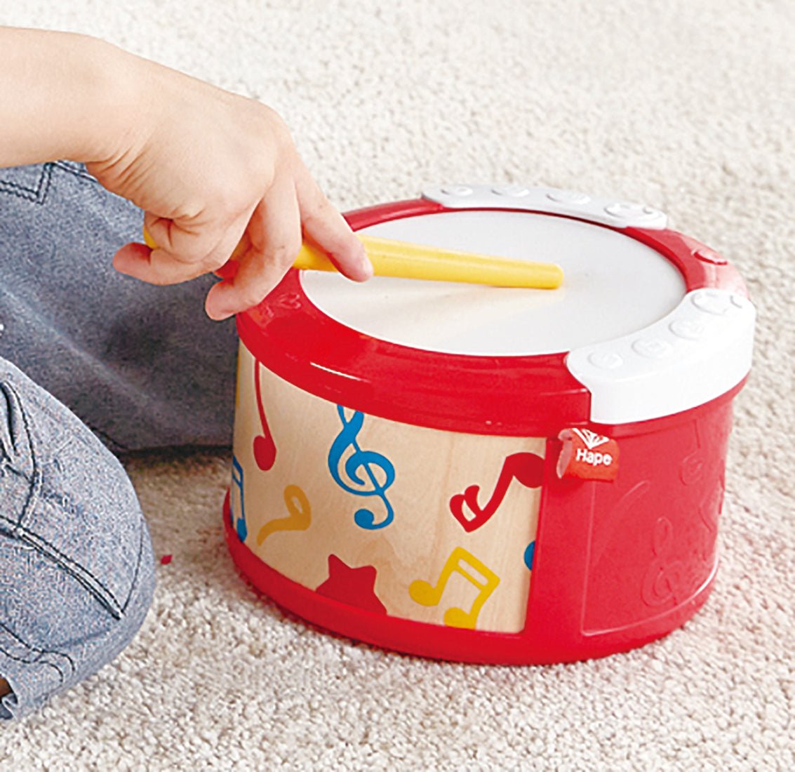Hape Learn with Lights Musical Instrument Drum Set - 3pcs - Premium for Kids in Qatar | Toysaro.com