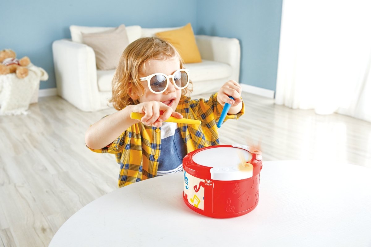 Hape Learn with Lights Musical Instrument Drum Set - 3pcs - Premium for Kids in Qatar | Toysaro.com