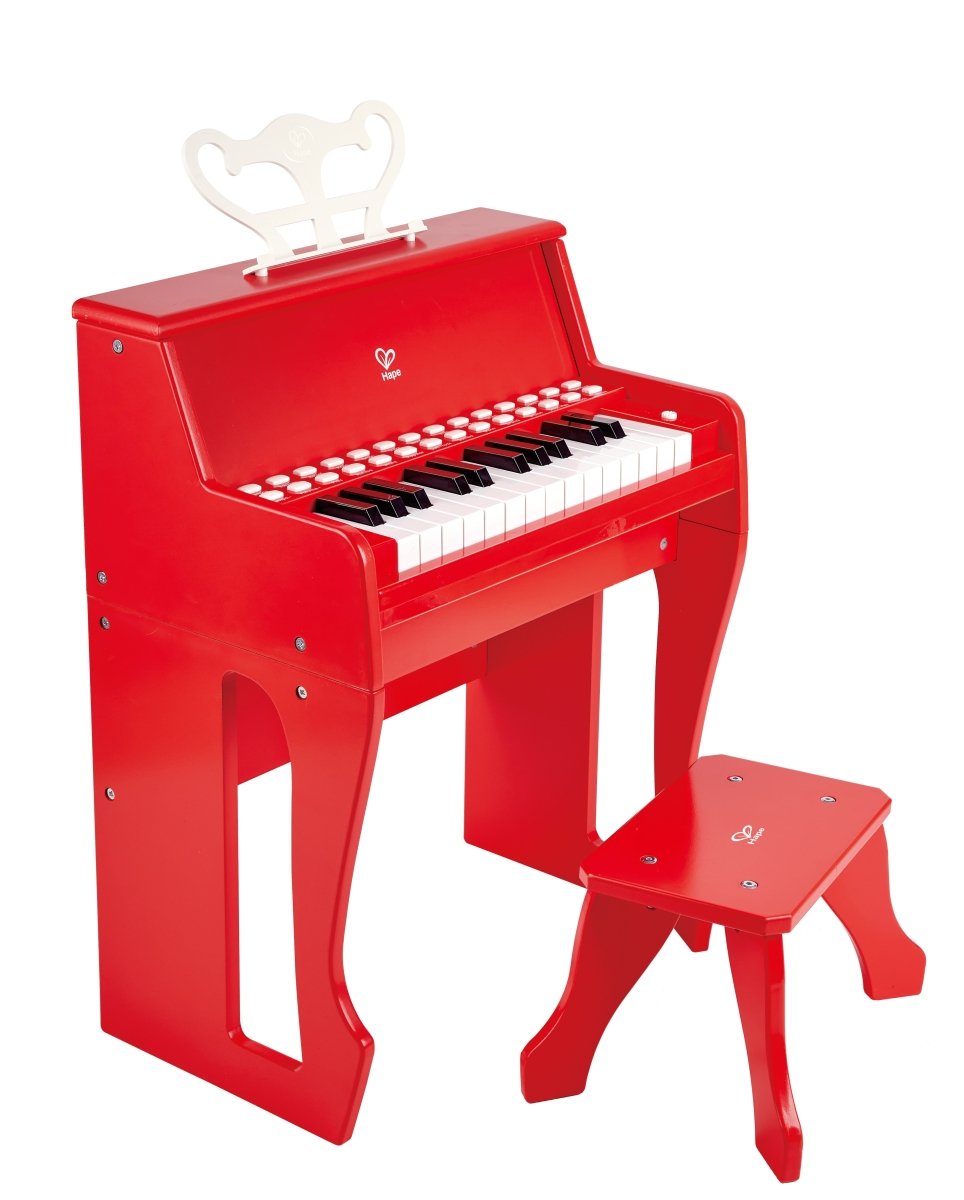 Hape - 25 - key Electric Musical Piano W/ Lights & Stool - Red - Premium for Kids in Qatar | Toysaro.com