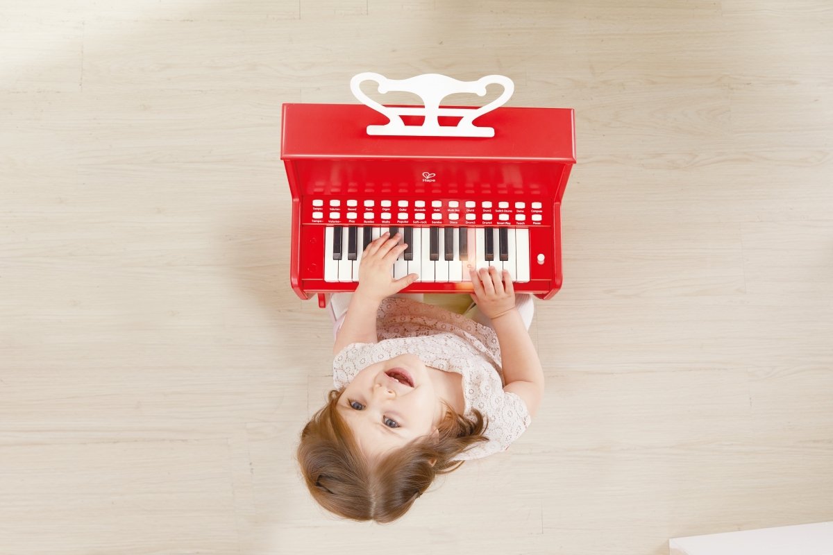 Hape - 25 - key Electric Musical Piano W/ Lights & Stool - Red - Premium for Kids in Qatar | Toysaro.com