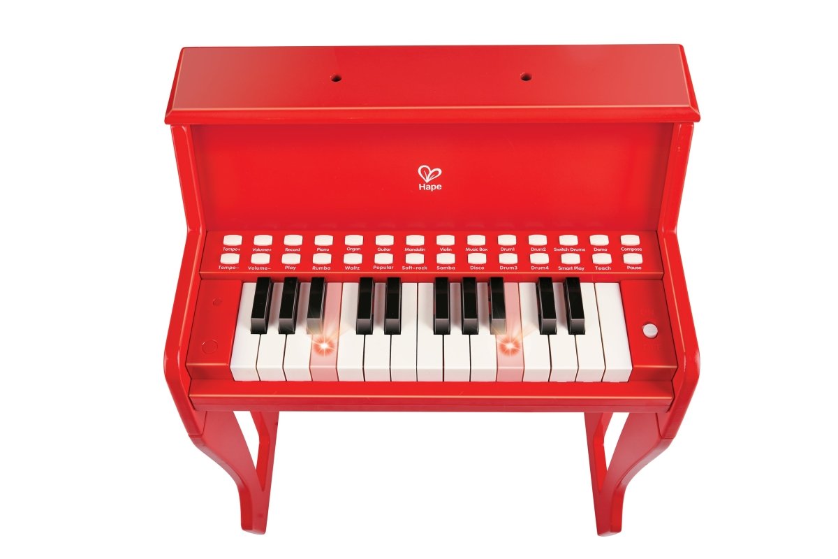 Hape - 25 - key Electric Musical Piano W/ Lights & Stool - Red - Premium for Kids in Qatar | Toysaro.com