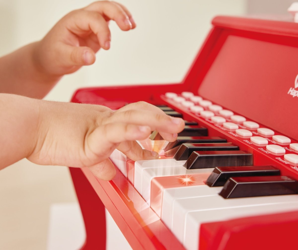 Hape - 25 - key Electric Musical Piano W/ Lights & Stool - Red - Premium for Kids in Qatar | Toysaro.com