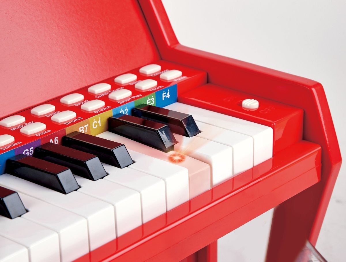 Hape - 25 - key Electric Musical Piano W/ Lights & Stool - Red - Premium for Kids in Qatar | Toysaro.com