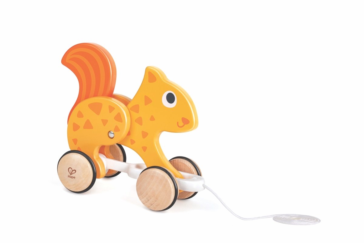 Hape Push and Pull Squirrel Wooden Pull Along Toy - Premium for Kids in Qatar | Toysaro.com