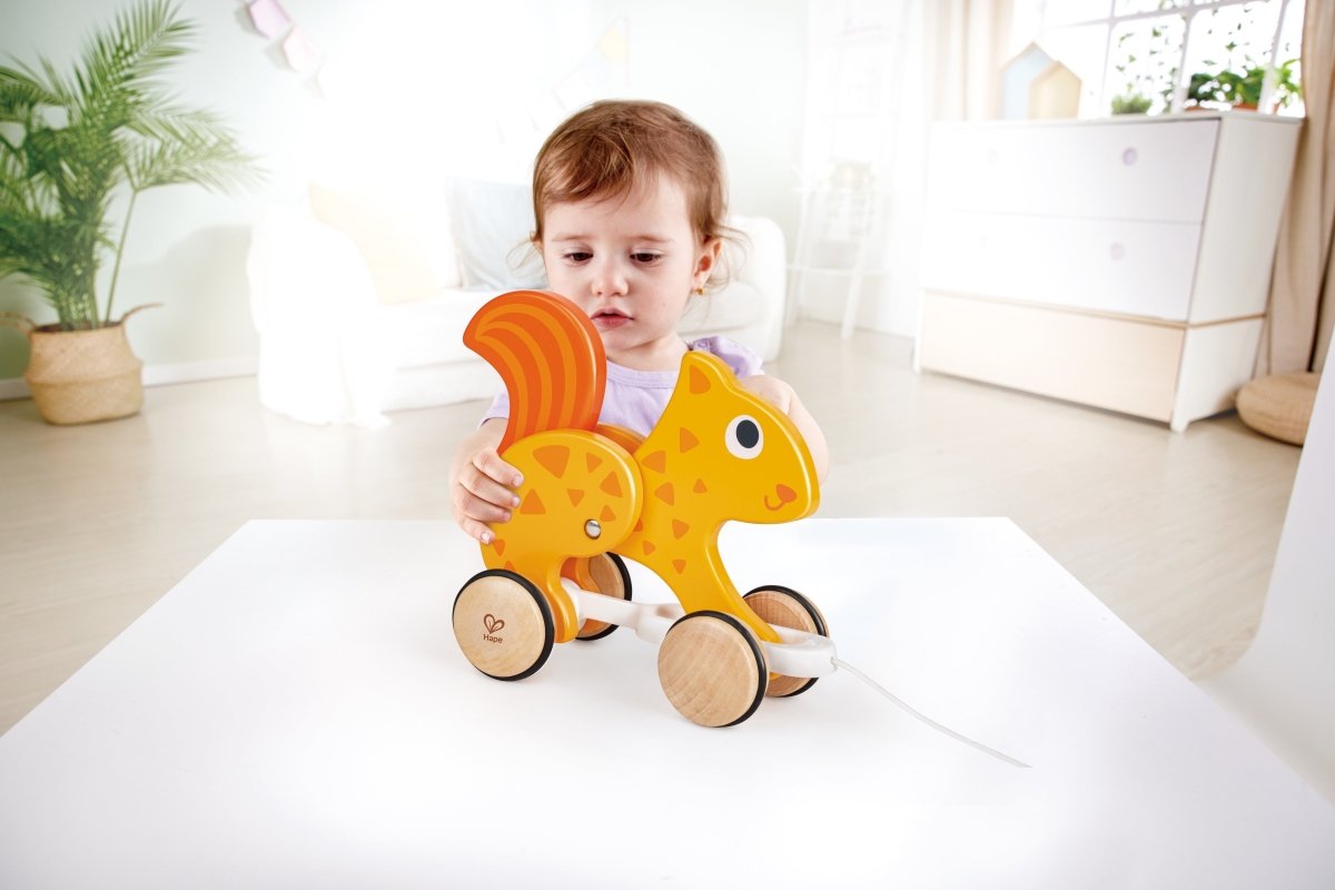 Hape Push and Pull Squirrel Wooden Pull Along Toy - Premium for Kids in Qatar | Toysaro.com