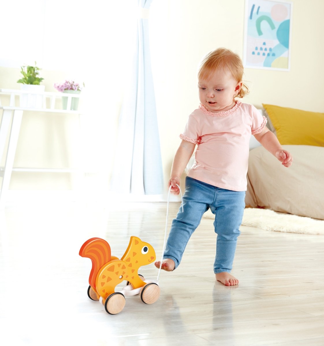 Hape Push and Pull Squirrel Wooden Pull Along Toy - Premium for Kids in Qatar | Toysaro.com