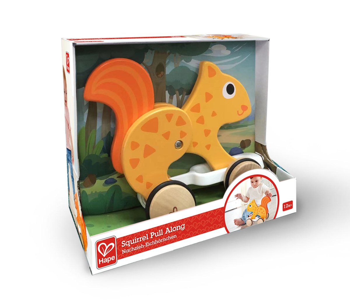 Hape Push and Pull Squirrel Wooden Pull Along Toy - Premium for Kids in Qatar | Toysaro.com