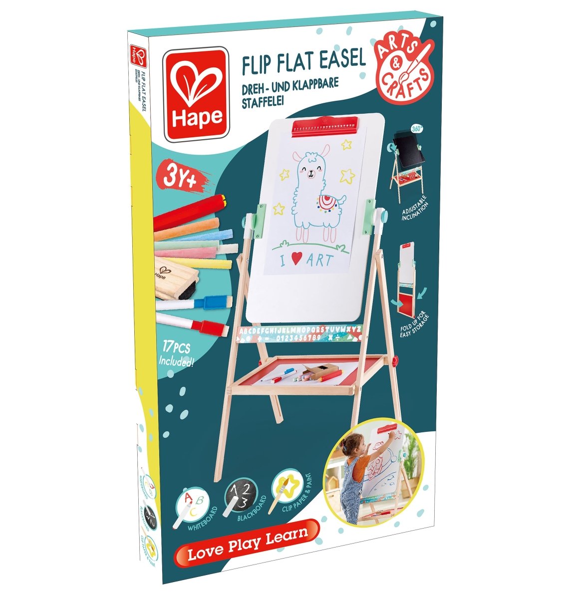 Hape Foldable Double - sided Flip Free Standing Flip Flat Easel - Premium for Kids in Qatar | Toysaro.com