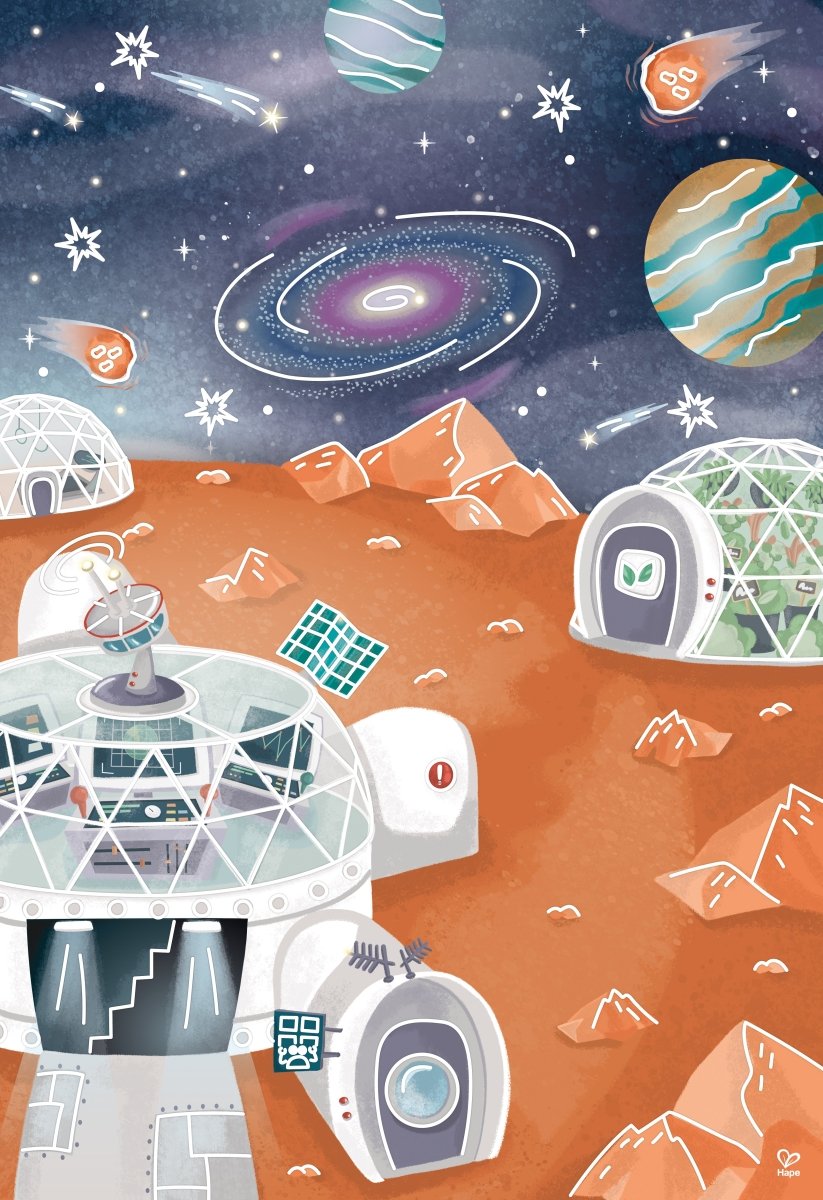 Hape DIY Mars Space Life Art & Craft Set with Wooden Magnets - Premium for Kids in Qatar | Toysaro.com