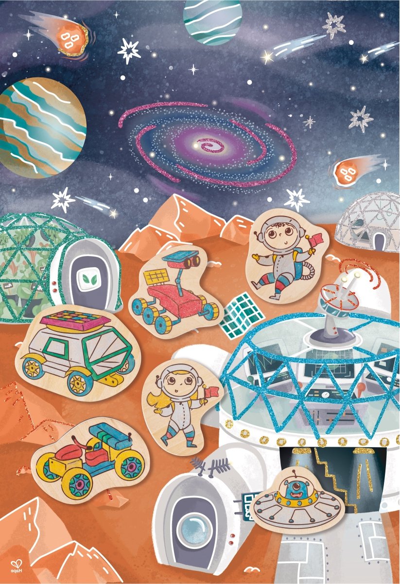 Hape DIY Mars Space Life Art & Craft Set with Wooden Magnets - Premium for Kids in Qatar | Toysaro.com