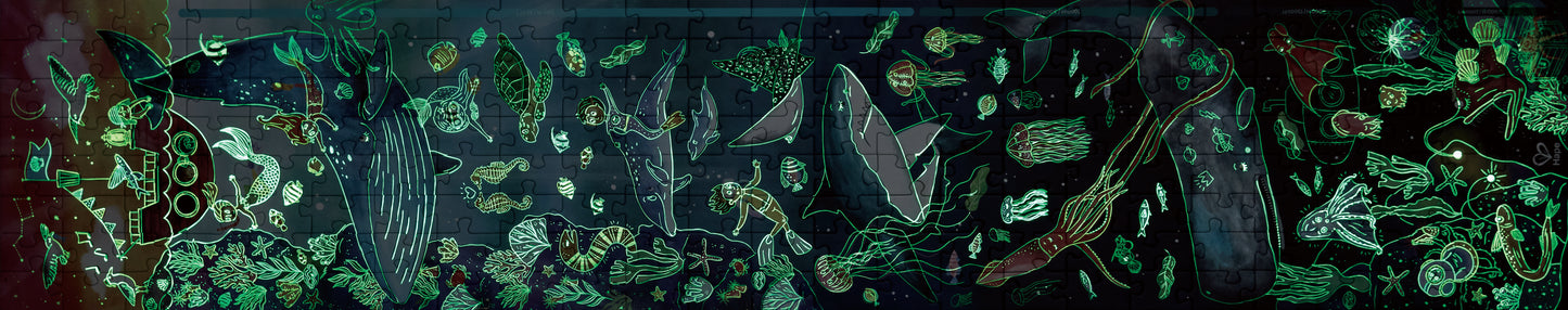 Hape 200pc Glow-in-the-Dark Ocean Life Puzzle (150 x 300cm)