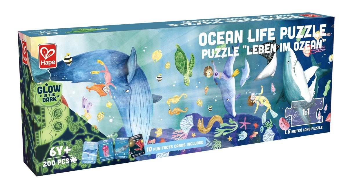 Hape 200pc Glow - in - the - Dark Ocean Life Puzzle (150 x 300cm) - Premium for Kids in Qatar | Toysaro.com