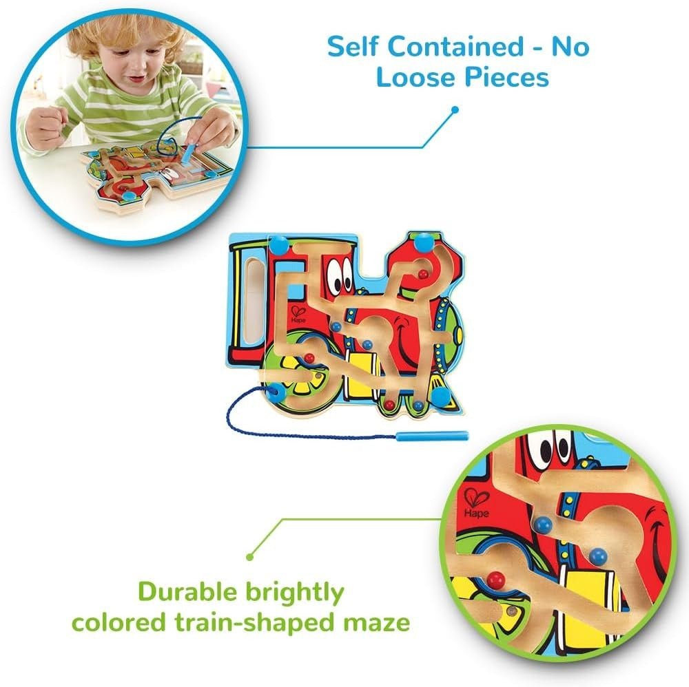 Hape Choo Choo Tracks Wooden Magnetic Ball Maze w/ Wand - Premium for Kids in Qatar | Toysaro.com
