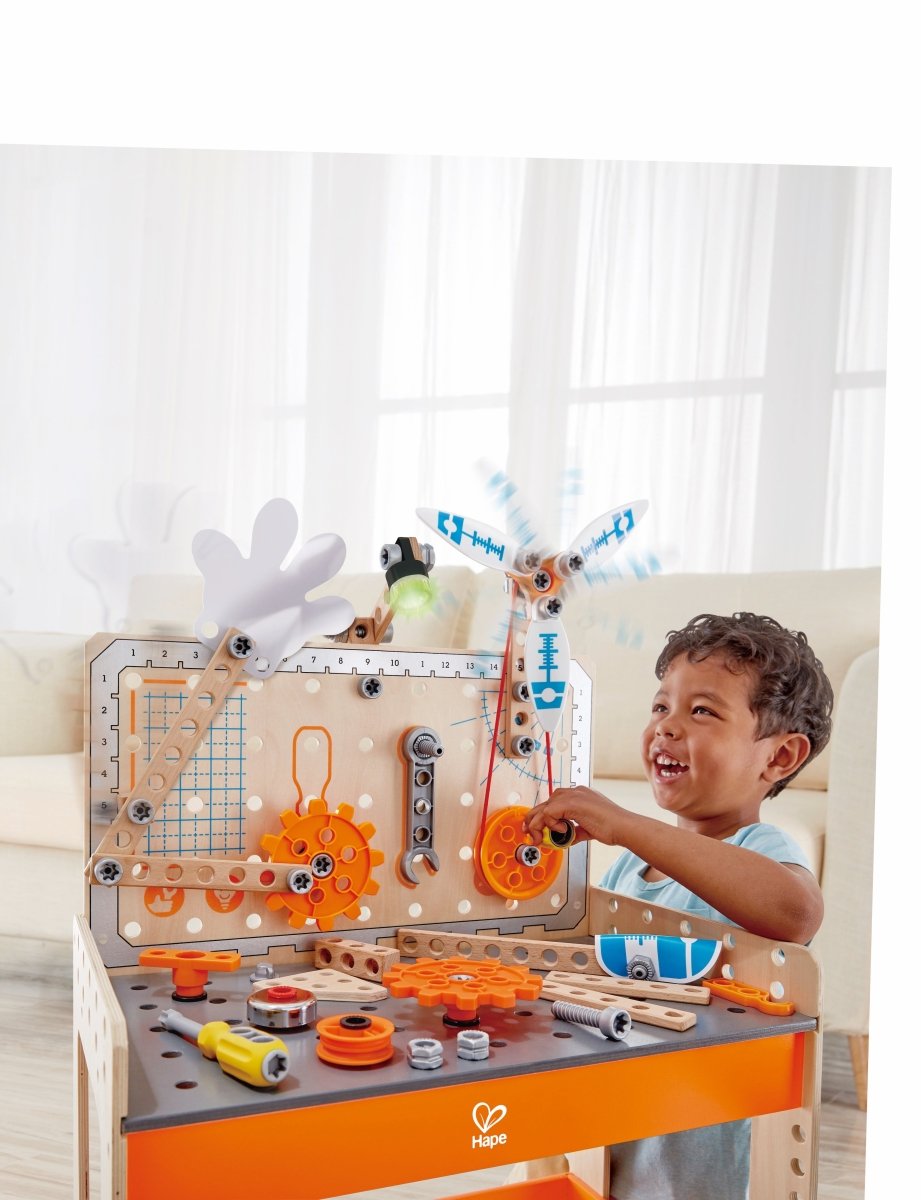 Hape Junior Inventor Deluxe Scientific Wooden Workbench 79pcs - Premium for Kids in Qatar | Toysaro.com