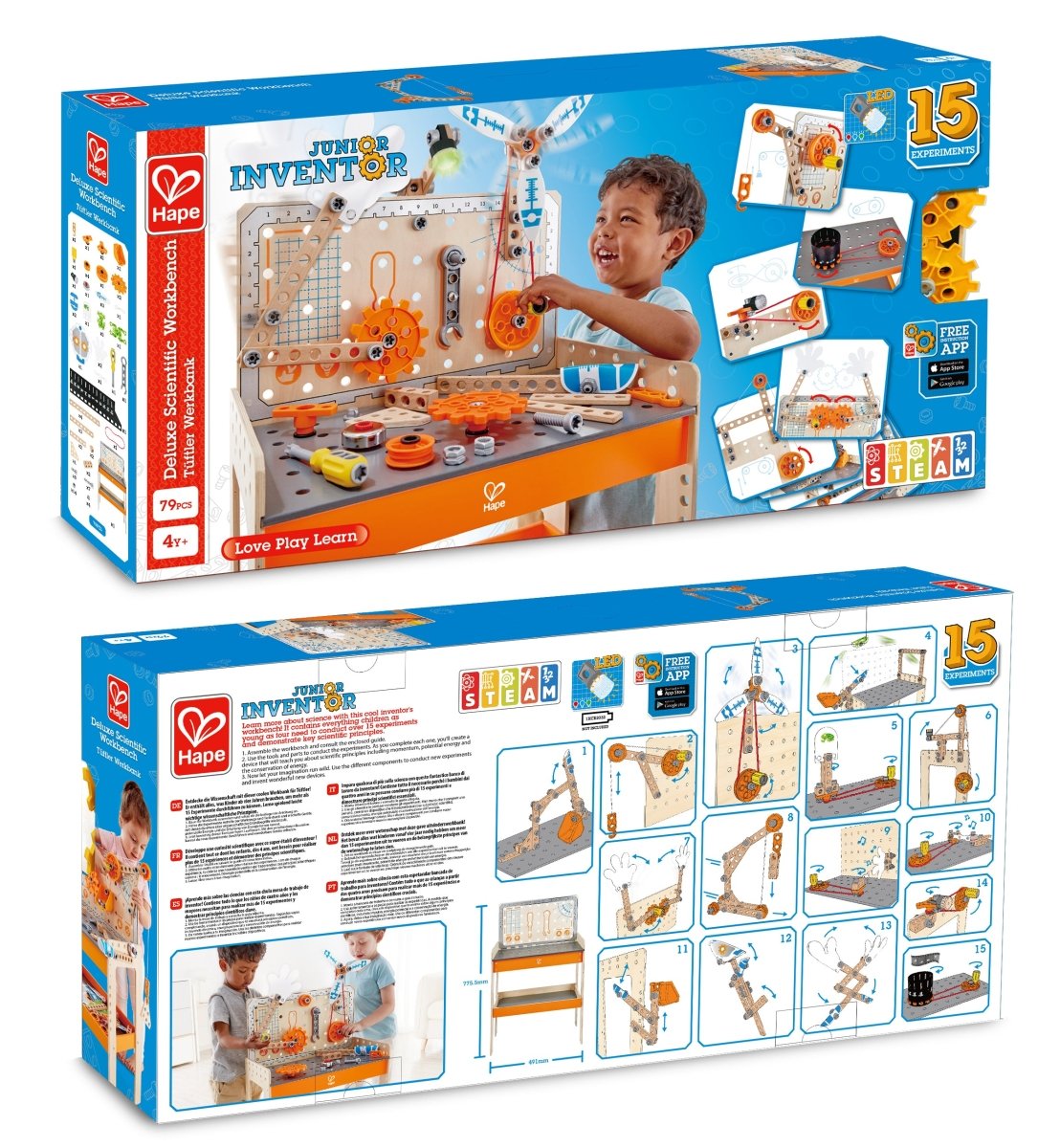 Hape Junior Inventor Deluxe Scientific Wooden Workbench 79pcs - Premium for Kids in Qatar | Toysaro.com