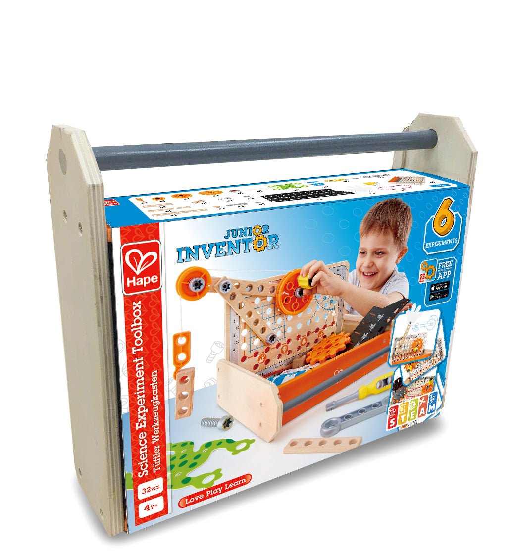 Hape Junior Inventor Science Experiment Toolbox Kit 32pcs - Premium for Kids in Qatar | Toysaro.com