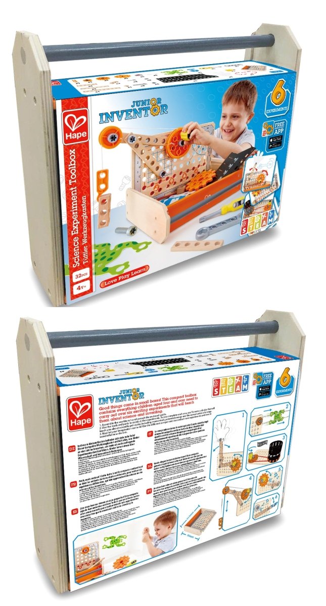 Hape Junior Inventor Science Experiment Toolbox Kit 32pcs - Premium for Kids in Qatar | Toysaro.com