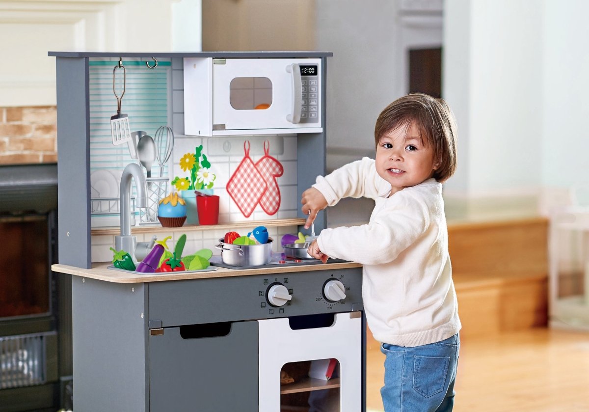 Hape Kitchen with Light and Sound / Grey - Premium for Kids in Qatar | Toysaro.com