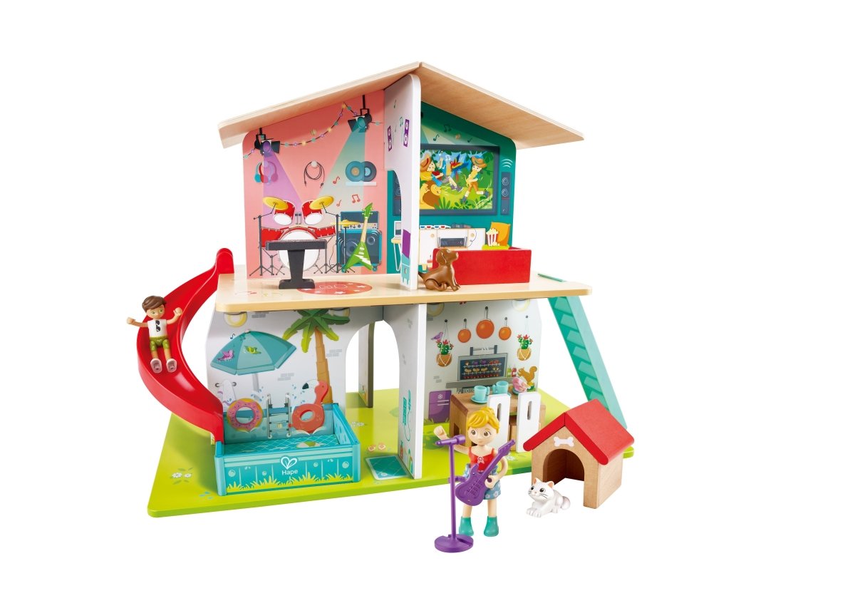 Hape - Rock & Slide Wooden Playhouse With Sound Effects - Premium for Kids in Qatar | Toysaro.com