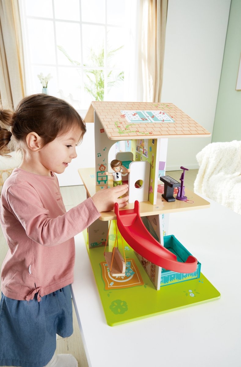 Hape - Rock & Slide Wooden Playhouse With Sound Effects - Premium for Kids in Qatar | Toysaro.com