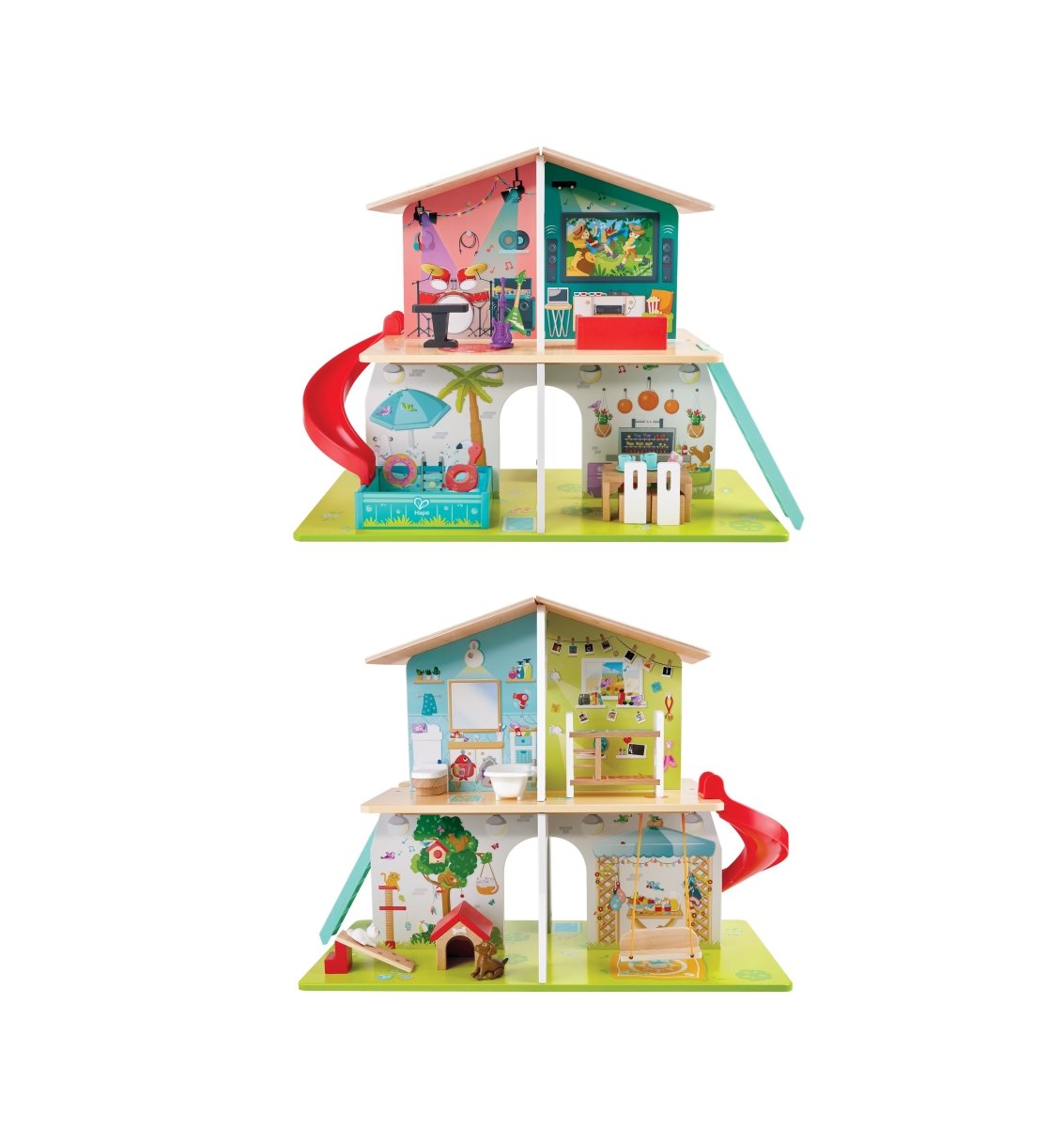 Hape - Rock & Slide Wooden Playhouse With Sound Effects - Premium for Kids in Qatar | Toysaro.com