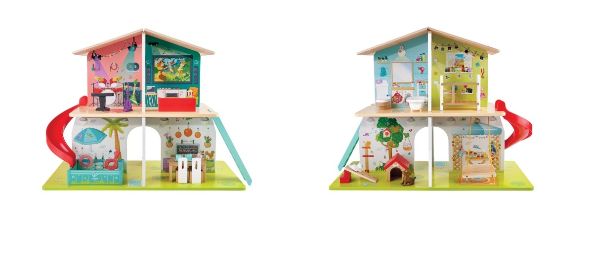 Hape - Rock & Slide Wooden Playhouse With Sound Effects - Premium for Kids in Qatar | Toysaro.com